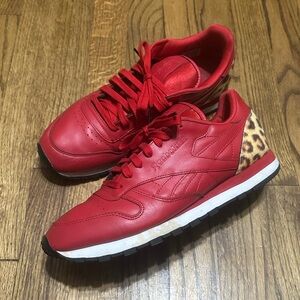 Reebok Classic Red Leopard Print Sneakers